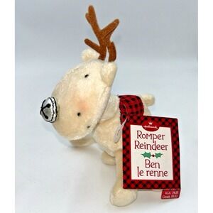 Hallmark Christmas Romper Reindeer Ben le renne Floppy Stuffed Animal Rattle NWT
